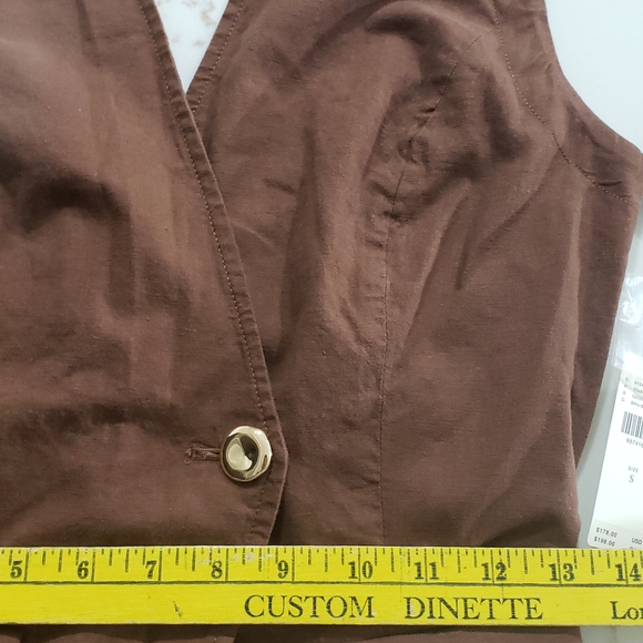 Anthropologie Linen Blend Sleeveless Vest Romper Womens S Brown Open Back - Picture 7 of 11